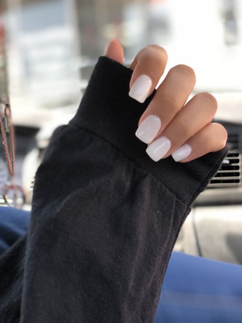 White nails square round shape Nails White Square, Nails Square Round, White Nails Square, Round Square Nails, Acrylic Nails Natural, Nail Shapes Square, Shape Ideas, Lilac Nails, Acrylic Nail Shapes