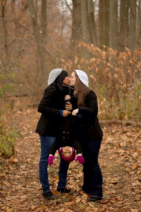 Family engagement shoot. Calley is almost as tall as we are so this wouldn't work but it's so cute. Lesbian Adoption, Lesbian Family Photos, Family Engagement, Marriage Equality, Lgbt Love, Interracial Love, True Happiness, Children's Picture Books, Fall Family