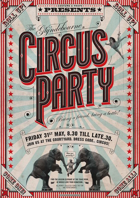 Circus Typography Vintage, Circus Vintage Poster, Circus Graphic Design, Circus Poster Design, Carnival Poster Design, Vintage Circus Design, Circus Party Invitations, Party Poster Design, Carnival Poster