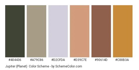 Color scheme palette image Jupiter Color, Style Tips And Tricks, Jupiter Planet, Planet Colors, Hexadecimal Color, Green Name, Colors Palette, Color Palette Design, Eclectic Home