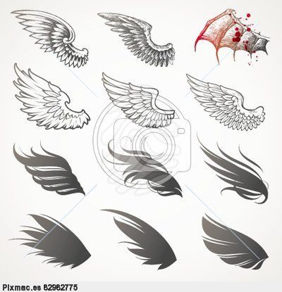 alas de angeles y demonios dibujos - Buscar con Google Alas Tattoo, Wings Drawing, Angel Wings Tattoo, Wing Tattoo, Geniale Tattoos, Celtic Tattoos, Bird Wings, Wings Tattoo, Japanese Embroidery