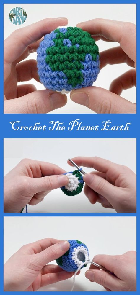 How to Crochet The Planet Earth Globe Crochet Free Pattern, Crochet Globe Free Pattern, Crochet Earth Pattern Free, Earth Crochet Pattern, Crochet Planets Solar System Pattern, Planet Crochet Pattern, Planet Crochet, Crochet Science, Crochet Earth