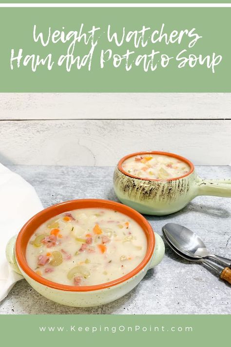 Weight Watchers Ham and Potato Soup - this recipe is perfect for leftover ham! Leftover Ham Recipes Crockpot, Leftover Ham Recipes Casseroles, Ham Recipes Healthy, Recipes Using Ham, Ham Potato Soup, Healthy Ham, Ham Chowder, Ham Soup Recipes, Ham And Potato Soup