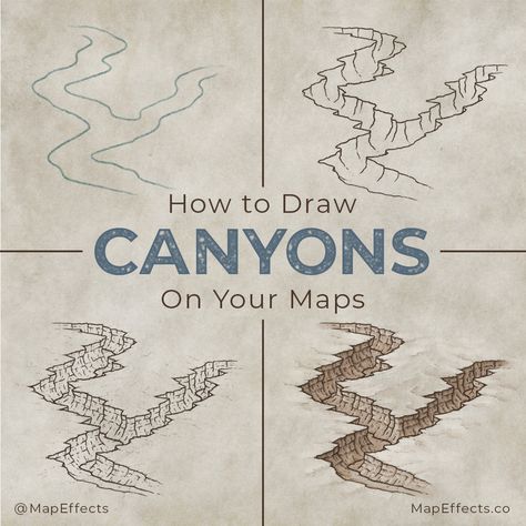 How To Draw Canyons On Maps, Map Of The World Art, Drawing Fantasy Landscape, Trees On A Map, Diy Maps Drawing, How To Draw A Map For Your Story, Map Of Fantasy Worlds, How To Fantasy Map, Fantasy Map Drawing Cartography