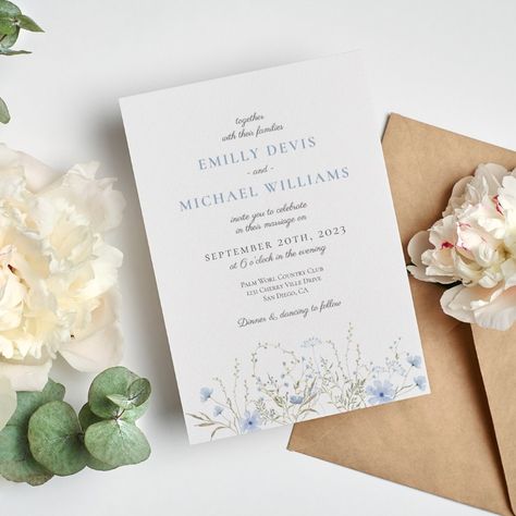 Periwinkle Wedding Theme, Blue Themed Weddings, Blue Wedding Invites, Classic Wedding Invitations Elegant, Periwinkle Wedding, Wedding Invitation Blue, Wedding Invitations Blue, Wedding Fayre, Classic Elegant Wedding