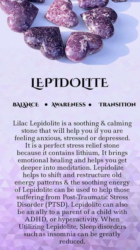 Lepidolite Lolite Crystal Aesthetic, Lepidolite Crystal Meaning, Lepidolite Properties, Lepidolite Meaning, Crystal Healing Chart, Lepidolite Crystals, Crystal Guide, Crystals Healing Properties, Spiritual Crystals