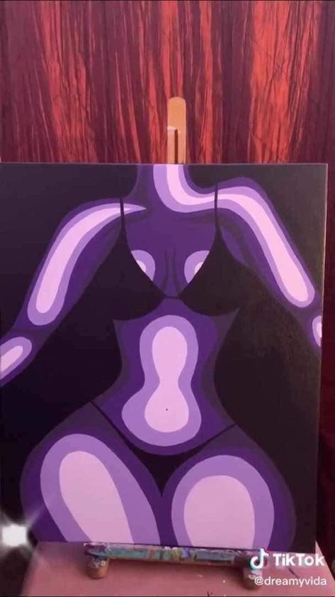 Paint Outline Ideas, Black Body Paintings On A Canvas, Purple Body Painting, Heat Color Body Drawing, Easy Aura Painting, Body Aura Painting, Painting Ideas Asthetics Indie, Purple Thermal Body Painting, Female Silhouette Art Painting