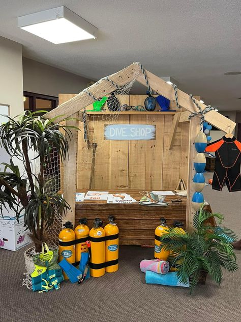 Thunder Island Vbs Decorations, Breaker Rock Beach Photo Booth, Diy Scuba Tank, Scuba Vacation Bible School, Thunder Island Vbs 2024, Vbs Scuba Decor, Scuba Vbs Decorations, Scuba Vbs, Ocean Vbs Decorations