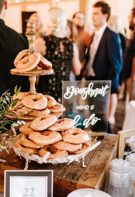 Cookie And Donut Bar Wedding, Wedding Donut Bar, Doughnut Bar, Donut Bar Wedding, Wedding Donuts, Donut Bar, Cocktail Hour Wedding, Coffee Wedding, Bar Wedding