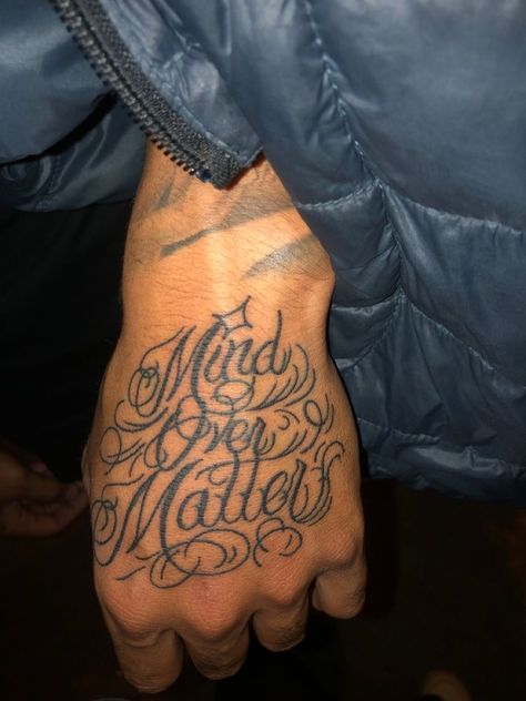 Really Rich Tattoo, Hand Tattoo Designs Men Ideas, 1of1 Tattoo, Side Hand Tattoos For Guys, Mind Over Matter Tattoo, Cross Tattoo On Hand, Arm Tattoos For Guys Forearm, Full Hand Tattoo, Half Sleeve Tattoos Forearm