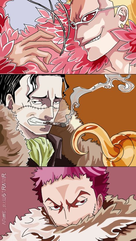 Goofy Skeleton, Donquixote Pirates, Miss All Sunday, Seven Warlords Of The Sea, Trio Art, Desert King, Sand Man, Sir Crocodile, Donquixote Doflamingo