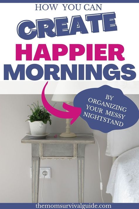 The best way to create a calm and peaceful place to sleep is by decluttering and organizing your nightstand. When there are less things to distract you, you will have less stress in the morning and at night. Find out how to get your nightstand organized with these organizing tips. They will help you create more of a sanctuary in your bedroom. #clearclutter #messyhouse #declutterbedroom #organizedbedroom Organization Life, Bible Study Materials, Decluttering And Organizing, Declutter Bedroom, Nightstand Organization, Messy House, Unique Plates, Daily Organization, Peaceful Place