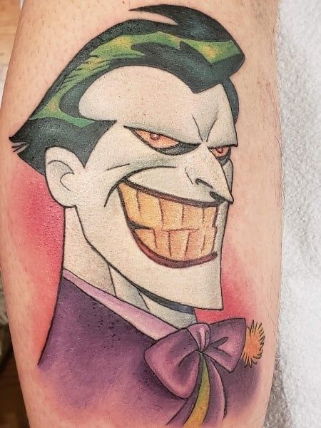 Animated Joker Tattoo, Batman Animated Series Tattoo, Joker Animated Series, Batman Joker Tattoo, Tato Joker, Joker Face Tattoo, Tattoos Cartoon, Hope Drawing, Cartoon Batman