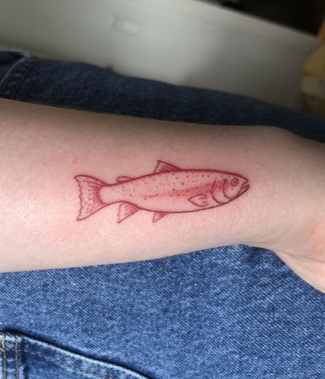 Rainbow Trout Tattoo, Trout Tattoo, Ethnic Tattoo, Dm Tattoo, Tattoo Shading, Stick N Poke Tattoo, Hand Poked Tattoo, Fish Tattoo, Poke Tattoo