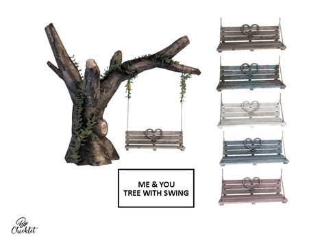 The Sims Resource - Me and You Tree with Swing Sims 4 Flower Furniture, Sims 4 Cc Yard Decor, Trees Sims 4 Cc, Sims 4 Cc Garden Plants, Sims 4 Cc Landscaping, Garden Cc Sims 4, Plants Sims 4, Sims 4 Cc Flowers, Sims 4 Cc Garden