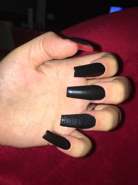 Black ballerina long nails with red bottom #nails #acrylicnails #acrylic  #redbottom #red #black #glitter #blackglitter Red Bottom Nails Square, Redbottom Nails Acrylic, Ballerina Nails Red, Ballerina Long Nails, Black Red Bottom Nails, Nails Square Long, Bottom Nails, Red Bottom Nails, Nails With Red