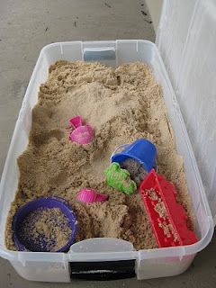 Alex's Easter Present perhaps....an under the bed storage bin, sand and play toys - perfect for on our deck for playing this summer! Diy Sandbox, Kids Sandbox, Easter Presents, Backyard Fun, Play Toys, Sandbox, Storage Bin, Outdoor Kids, Outdoor Fun