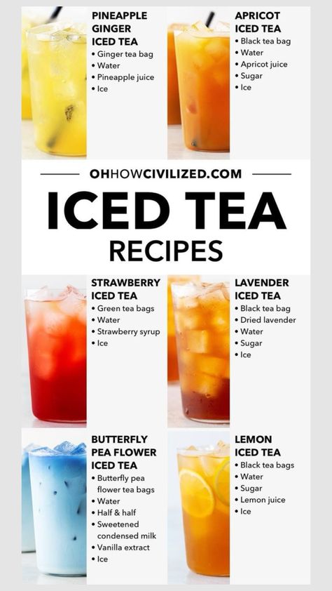 Cold Drink Recipes Homemade, Healthy Drinks To Make At Home, Ice Tea Recipe Homemade, Refresher Recipes, Drink Ideas Nonalcoholic, Drinks Recipes Easy, Homemade Ice Tea, Cold Tea Recipes, Ice Tea Recipe