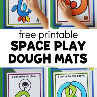 Grab these space playdough mats for your next kindergarten or preschool space theme. Kids get to strengthen their hand and finger muscles as they create with play dough. Click on the Fun-A-Day.com link to get your copy of the printable. Space Playdough Mats, Playdoh Math, Preschool Space Theme, Space Playdough, Preschool Playdough Mats, Preschool Playdough, Play Doh Activities, Playdoh Mats, Space Preschool