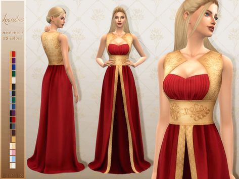 sims 4 cc // custom content clothing // Sifix's Leandra Gown Sims Princess, 4 Princess, Sims Medieval, Pelo Sims, Sims 4 Dresses, Sims 4 Mm, Sims4 Clothes, Sims 4 Cc Packs, Royal Dresses