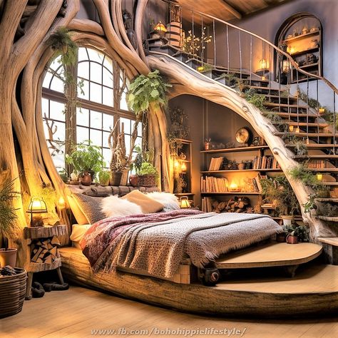 Bohemian Boho Lifestyle Boho Treehouse, Gothic Interior Design, Treehouse Living, Gothic Interior, Boho Lifestyle, Fantasy Rooms, Boho Life, Hobbit House, Cozy Room Decor