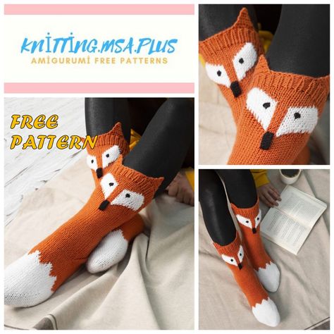 Knitted Animal Socks Free Pattern, Crochet Animal Socks, Easy Fox Crochet Pattern, Fox Socks Knitting Pattern, Knitted Fox Toy, Amigurumi Horse, Monkey Amigurumi, Lion Amigurumi, Amigurumi Monkey