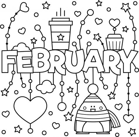 February Coloring Pages, Kindergarten Coloring Sheets, February Colors, February Crafts, Valentine Coloring Pages, Preschool Coloring Pages, Valentine Coloring, Color Worksheets, Coloring Pages To Print