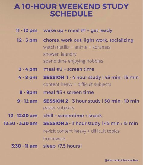 Weekend Study Schedule, Studie Hacks, Back To University, School Study Ideas, Exam Study Tips, Study Tips For Students, Effective Study Tips, Study Techniques, Study Schedule