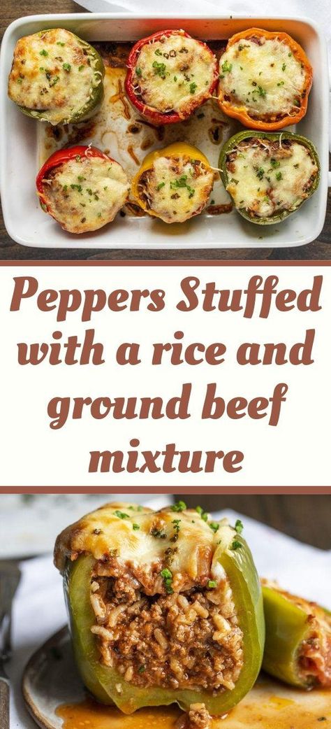 Easy Stuffed Green Peppers With Ground Beef, Stuffed Pepper Filling Ground Beef, Stuffed Green Bell Peppers Ground Beef, Ground Beef Bell Pepper Recipes Healthy, Recipe For Bell Peppers, Stuffed Bell Peppers With Rice And Beef, Stuffed Peppers With Hamburger And Rice, Ground Beef Stuffed Peppers Healthy, Hamburger Stuffed Bell Peppers