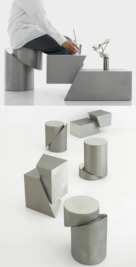 This strikingly beautiful, geometrical and minimalist furniture collection is absolutely captivating and multipurpose. Minimalist Furniture Design, Mad Architects, Minimal Form, Unique Furniture Design, Multipurpose Furniture, Dark Furniture, Unique Chair, Metal Works, Minimalist Furniture