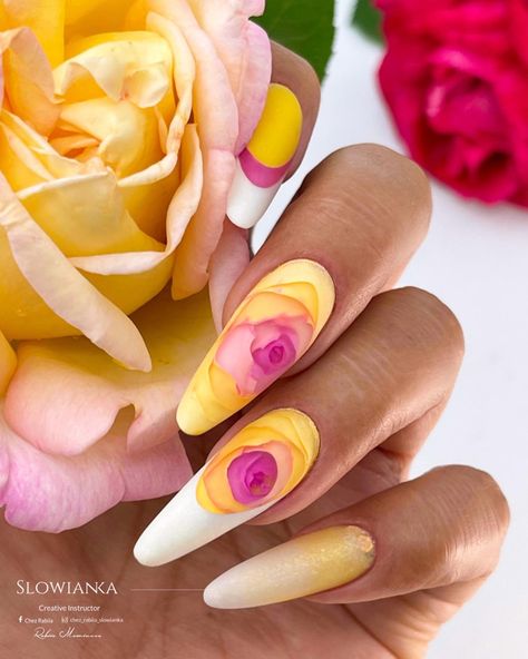 3D roses, rose , rose3d , nails, nails art Nail 2023 Summer, Roses Nails, Long French Tip Nails, Disney Acrylic Nails, Blue And White Nails, 3d Nail Designs, Silver Nail Art, Dark Green Nails, 3d Flower Nails