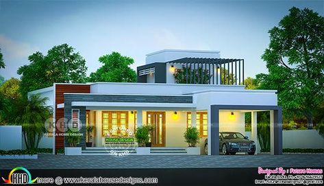 New Model House, Flat Roof House Designs, Single Floor House Design, Single House, Flat Roof House, Roof House, Concept Model, House Balcony Design, Modern Small House Design