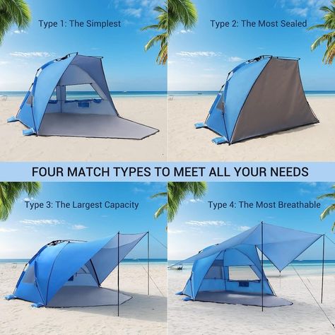 Beach Tent with 360° Removable Canopy, 4-6 Person Pop Up Sun Shade Shelter, UPF 50+ Automated Installation Double Silver Coating Portable Lightweight Beach Cabana for Beach/Camping/Outdoor/Park/Travel Beach Shade Tent, Sun Tent, Pop Up Beach Tent, Beach Canopy, Beach Shade, Tent Set Up, Beach Cabana, Outdoor Park, Canopy Design