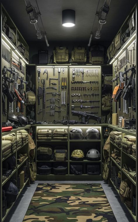 Install a tactical wall to create a sleek and modern army gear closet. 🖤 This setup enhances your tactical gear organization, providing easy access and a clean, streamlined look that’s perfect for any space. #TacticalWall #ArmyGearOrganization #SleekDesign Gear Closet, Gear Organization, Tactical Wall, Army Gears, Gear Organizer, Tactical Gear, Easy Access, Sleek Design, To Create