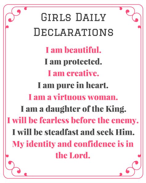 Prayer For Daughters, Daily Declarations, Prayer For Daughter, Biblical Affirmations, Prayers For My Daughter, Prayer For My Children, Christian Motherhood, Christian Affirmations, Prayers For Children