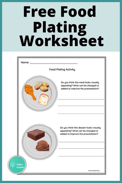 This culinary arts and family and consumer science plating worksheet is free and can be used in both Google and print! Students analyze different plates and write about if they are visually appealing or not and how to improve the plating presentation. Great for home economics, culinary arts high school and fcs high school students! Facs Lesson Plans, Plating Presentation, Cooking In The Classroom, High School Lesson Plans, Family And Consumer Science, Home Economics, Science Student, Science Worksheets, School Food