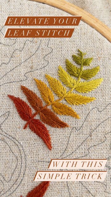 Tamara Carlier | Modern hand embroidery patterns | Etsy shop on Instagram: "🌿✨ There’s such a satisfying simplicity to working the leaf stitch, I find. you can just switch off as your hands slip into the rhythm of bringing the needle up and down, over and over and over and over again… ✨🌿 👉 My top tip for getting the stitches to lay just right is to catch the working thread with your finger (or thumb), and gently lower it in to place – a bit like how you might use a laying tool. I’m working with two strands of DMC floss here, and this helps them lay side by side, rather than twisted around each other. I find this little trick works a treat with any type of satin stitch 👍 Have you tried it yourself? Or do you use a laying tool or some other clever trick? Drop me a comment and let me know Leaf Stitch, Modern Hand Embroidery Patterns, Modern Hand Embroidery, Trick Words, The Leaf, Dmc Floss, Satin Stitch, Hand Embroidery Patterns, Find You