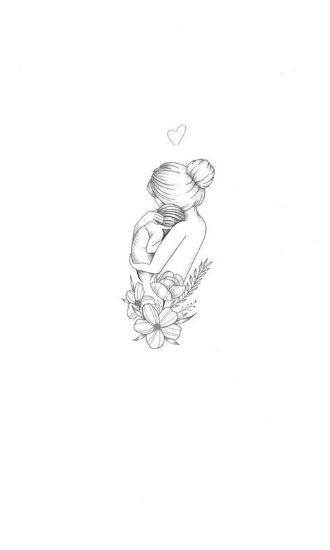 Tattoo Ideas For Mom With Daughter, Medium Size Hip Tattoos Women, Mama Tattoos For Son, Mama Tattoos For Daughter, Unique Mom Tattoo Designs For Son, Mommy And Baby Tattoo Ideas, Mom And Baby Hand Tattoo, Minimalist Feminine Tattoo, Fine Line Mom Tattoo