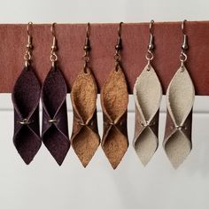 Earrings On Cricut, Western Style Faux Leather Earrings, Genuine Leather Earrings, Braided Leather Earrings Diy, Leather Cricut Earrings, Handmade Leather Earrings, How To Make Leather Earrings, Leather Earring Ideas, Leather Earrings With Beads