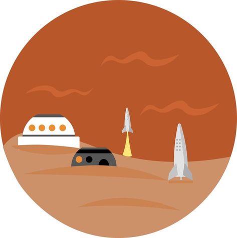 Mars base, illustration, vector on white background. Art White Background, Mars Art, Background Background, Background White, Illustration Vector, Mars, White Background, Vector Free, Royalty Free