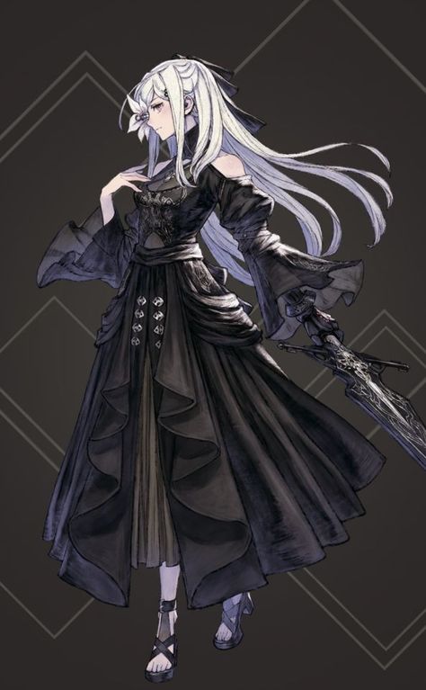 Drakengard 3, Platinum Games, Nier Automata, Costume Shop, Female Character Design, White Hair, Fantasy Character Design, Character Concept, Anime Character Design