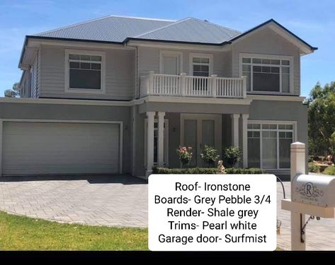 Grey Garage Doors, House Frontage, White Garage Doors, Shale Grey, Gorgeous Houses, Colour Ideas, Grey Trim, Garage Door, Exterior Colors