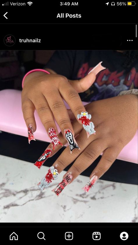 #scream #halloween #nails #crazy #red #scary #creepy Scream Halloween Makeup, Creepy Halloween Nails, Scary Halloween Nails, Holloween Makeup, Scream Halloween, Creepy Halloween, Scream, Scary Halloween, Halloween Nails