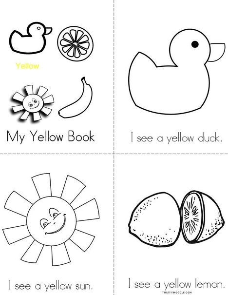 My Yellow Book from TwistyNoodle.com Yellow Coloring Sheet Preschool, Prek Assignments, Printable Mini Books, Colour Activities, Spring Crafts Preschool, Worksheet For Preschool, Shape Activities, Alphabet Crafts Preschool, Yellow Words