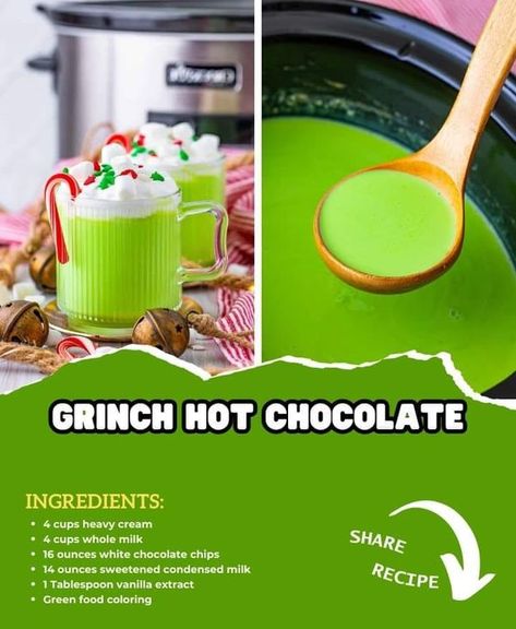 The Grinch Fans Lover Grinch Hot Chocolate, Hot Chocolate Ingredients, Sweetened Condensed Milk Recipes, Condensed Milk Recipes, Green Food Coloring, Hot Chocolate Recipes, Movie Nights, The Grinch, Sweetened Condensed Milk