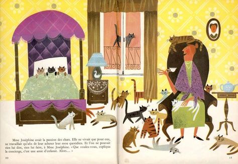 Bernice Myers, illustration from The Four Musicians Bernice Myers, Cats And People, Martin Provensen, Modern Cartoon, Mid Century Illustration, Picture Books Illustration, Children's Illustration, Childrens Books Illustrations, Book Illustration Art