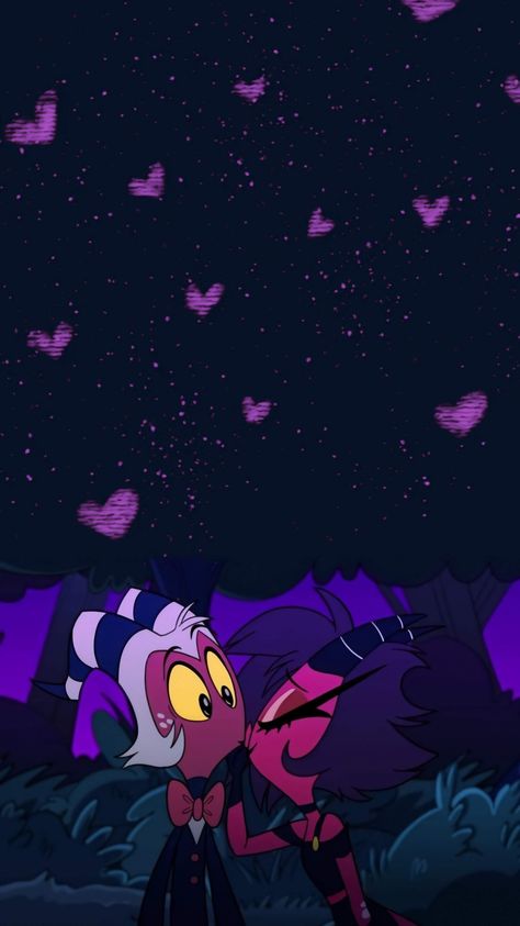 Moxie And Millie Wallpaper, Millie And Moxxie Wallpaper, Millie And Moxie Wallpaper, Helluva Boss Phone Wallpaper, Pastel Goth Background, Boss Wallpaper, Alastor Hazbin Hotel, Cartoon Painting, Star Wars Artwork