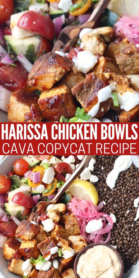 Cava Bowl Recipe Lemon Chicken, Sauces For Meal Prep, Cava Bowl Meal Prep, Harissa Honey Chicken Bowl, Cava Harrisa Chicken, Cava Lemon Chicken Bowl Copycat, Copycat Cava Chicken, Honey Harissa Chicken Bowl, Instant Pot Harissa Chicken