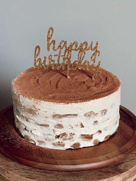 Tiramisu birthday cake Tiramisu For Birthday, Birthday Tiramisu Cake, Tiramisu Bday Cake, Tiramisu Birthday Cake Decoration, Tiramisu Decoration Ideas, Tiramisu Cake Design, Birthday Tiramisu, Tiramisu Birthday Cake, Tiramisu Design