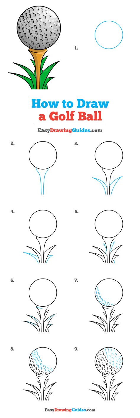 How to Draw a Golf Ball - Really Easy Drawing Tutorial How To Draw A Golf Club, Golf Doodles Easy, Watercolor Golf Ball, Golf Watercolor Painting Easy, Golf Drawing Art, Golf Chalkboard Art, How To Draw A Golf Ball, Golf Art Drawing, Watercolor Golf Art